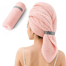Netcken Large Microfiber Hair Wrap Towel in pink, front view