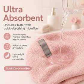 Netcken Large Microfiber Hair Wrap Towel on a model with long hair