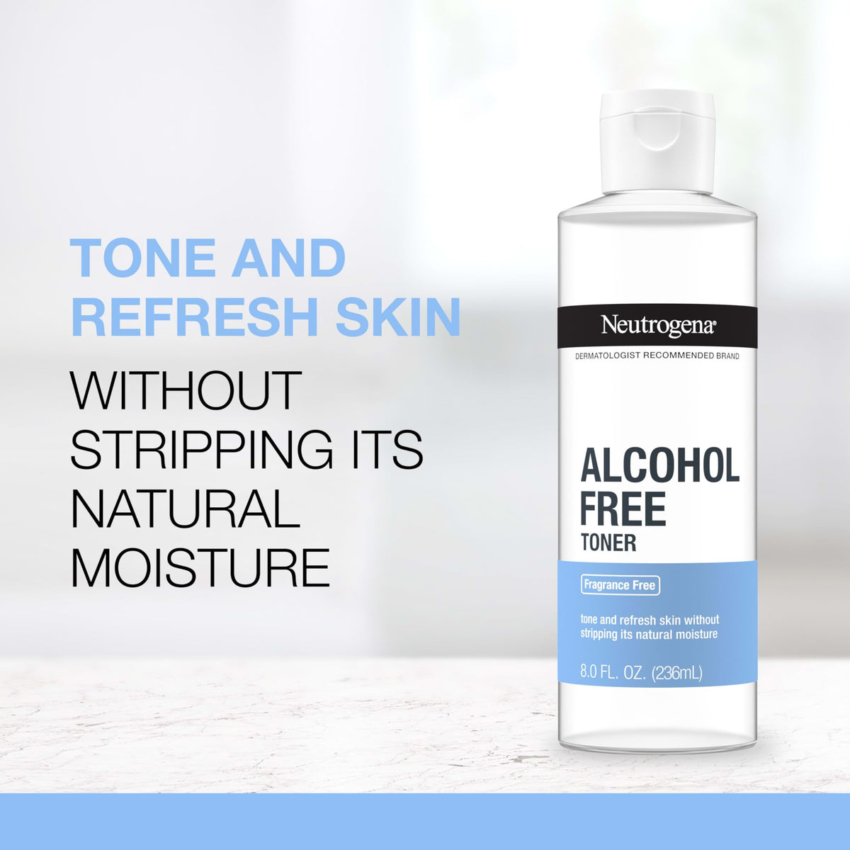 Neutrogena Alcohol-Free Gentle Facial Toner 8oz with cotton ball