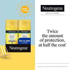 Neutrogena Beach Defense Sunscreen Lotion SPF 70, product packaging display