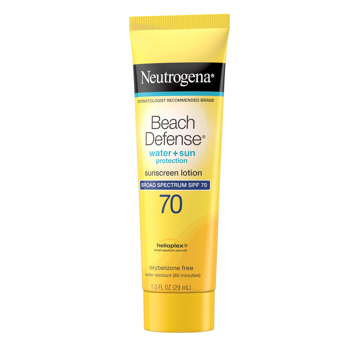 Neutrogena Beach Defense Sunscreen Lotion SPF 70 with beach accessories