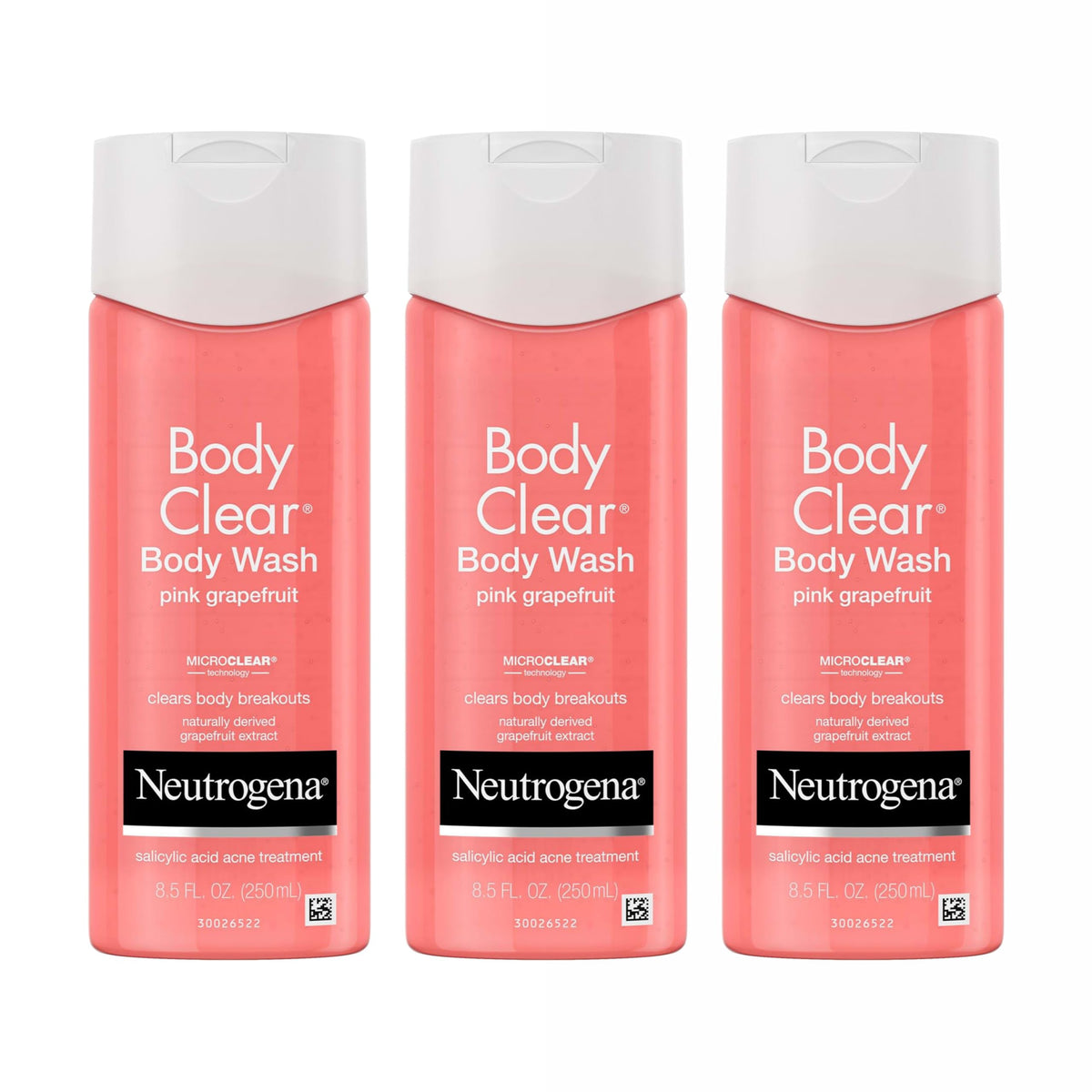 Neutrogena Body Clear Acne Body Wash 3 x 8.5 fl oz front view