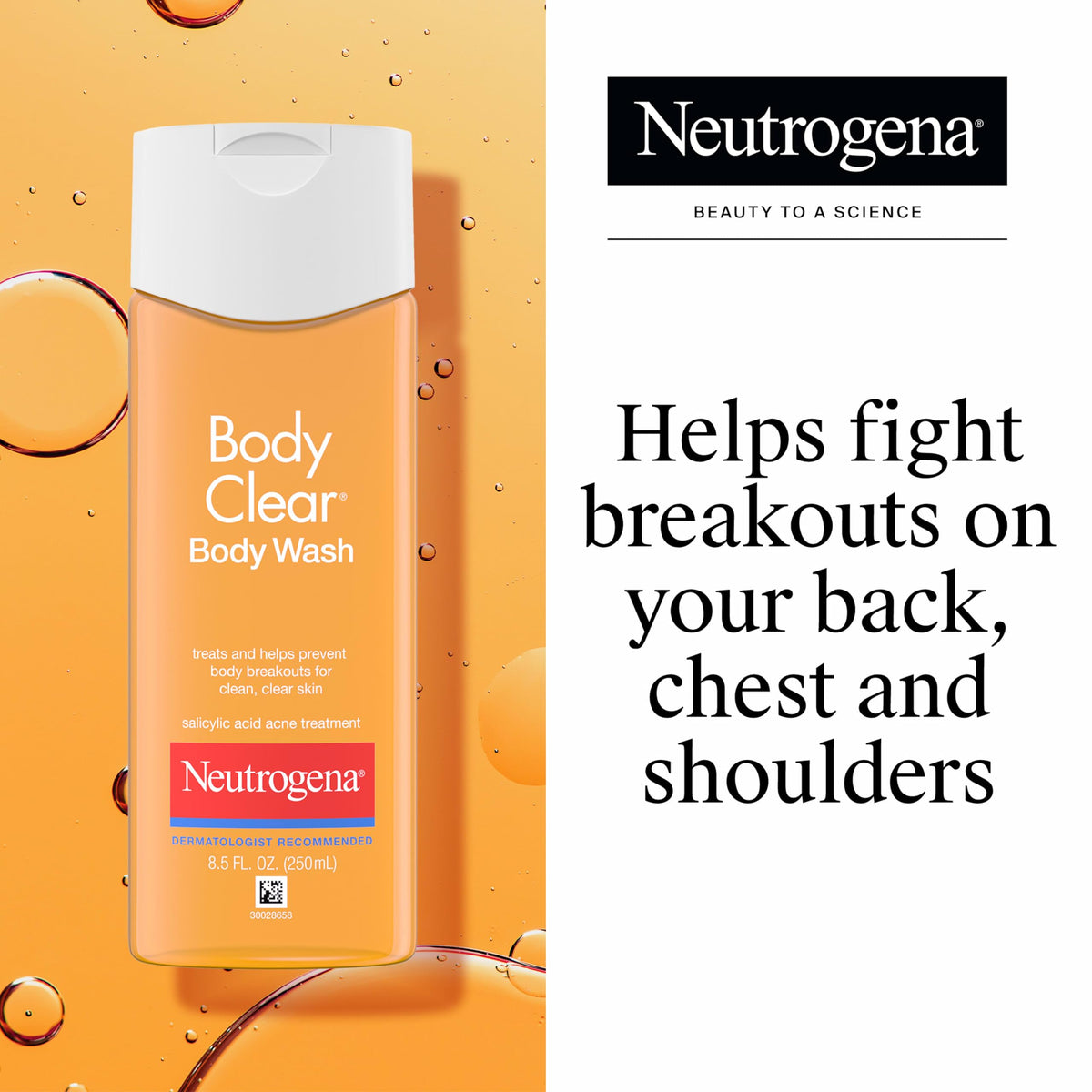 Neutrogena Body Clear Acne Body Wash bottle side view