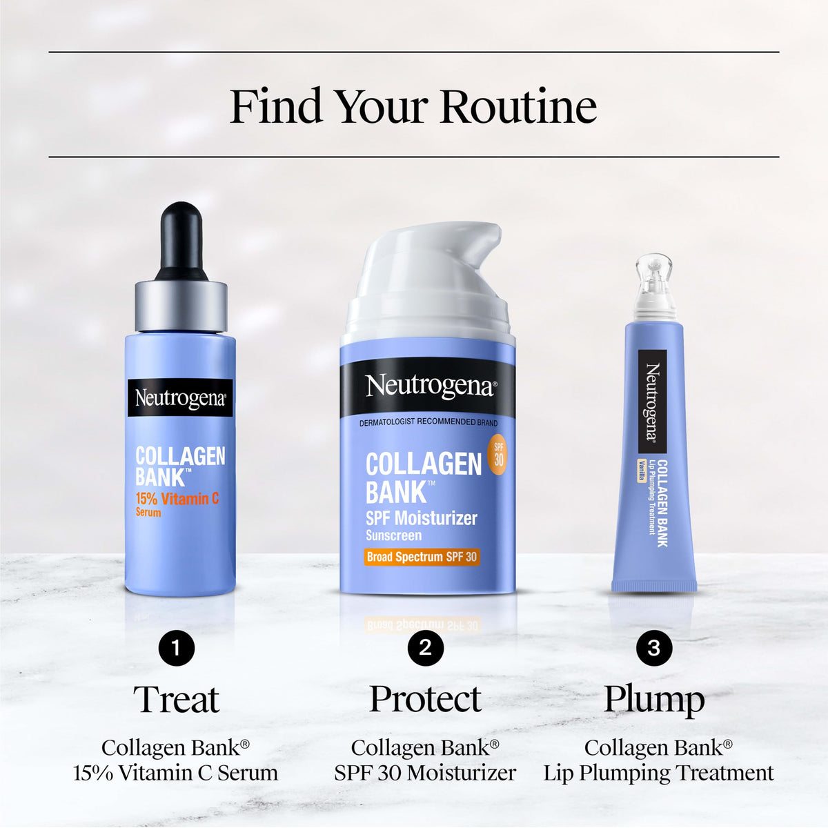Neutrogena Collagen Bank Moisturiser with SPF 30 on a bathroom counter