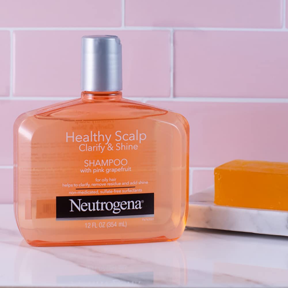 Neutrogena Healthy Scalp Shampoo and Conditioner in a shower setting