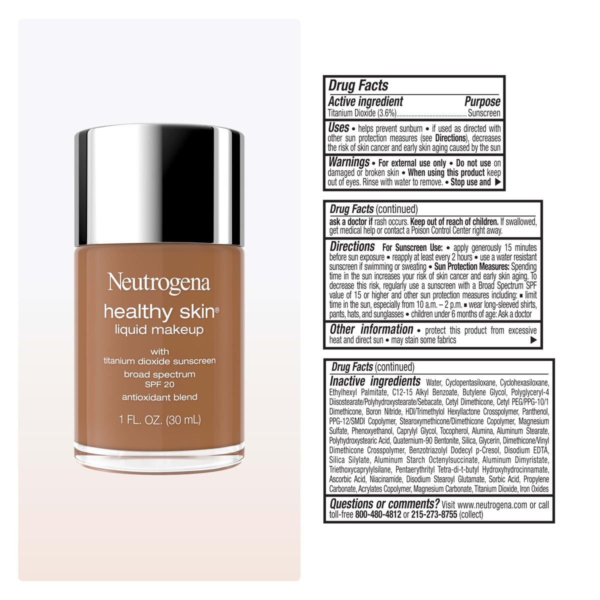 Neutrogena Healthy Skin Liquid Foundation Deep Olive 530W application on model