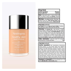 Neutrogena Healthy Skin Liquid Foundation Tan 340W on vanity table