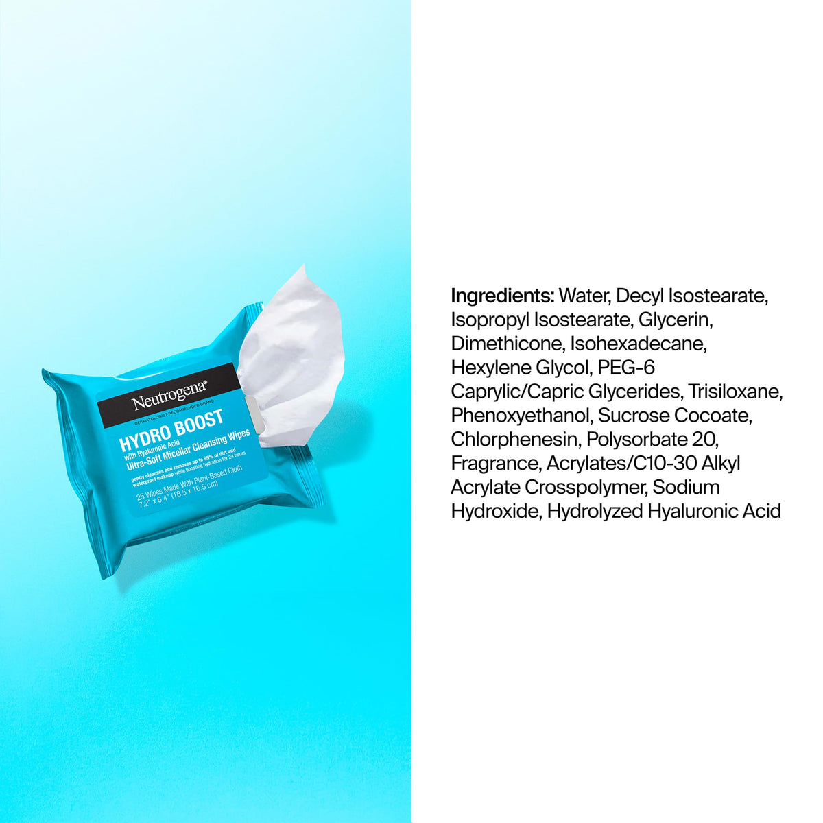 Neutrogena Hydro support Cleansing Wipes travel size in a bag