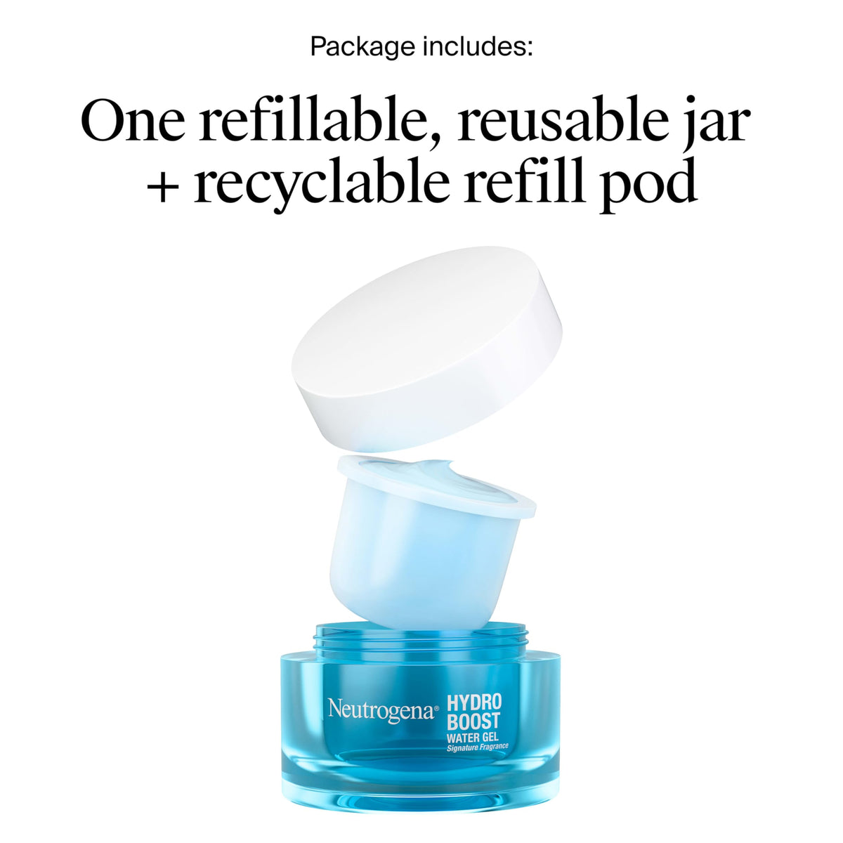 Neutrogena Hydro support refillable glass jar with 1.7 oz pod