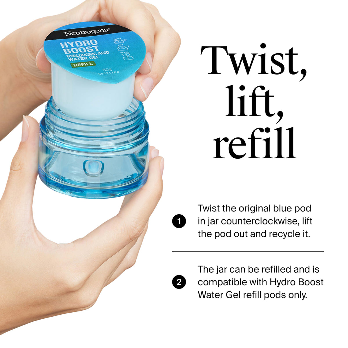 Neutrogena Hydro support Water Gel refill pod close-up