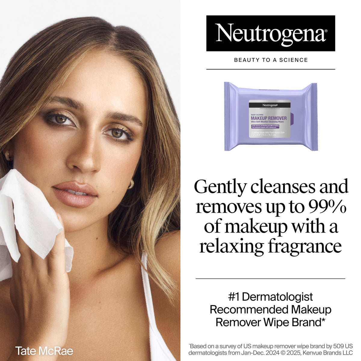 Neutrogena Night Calming Makeup Remover Wipes single package side view