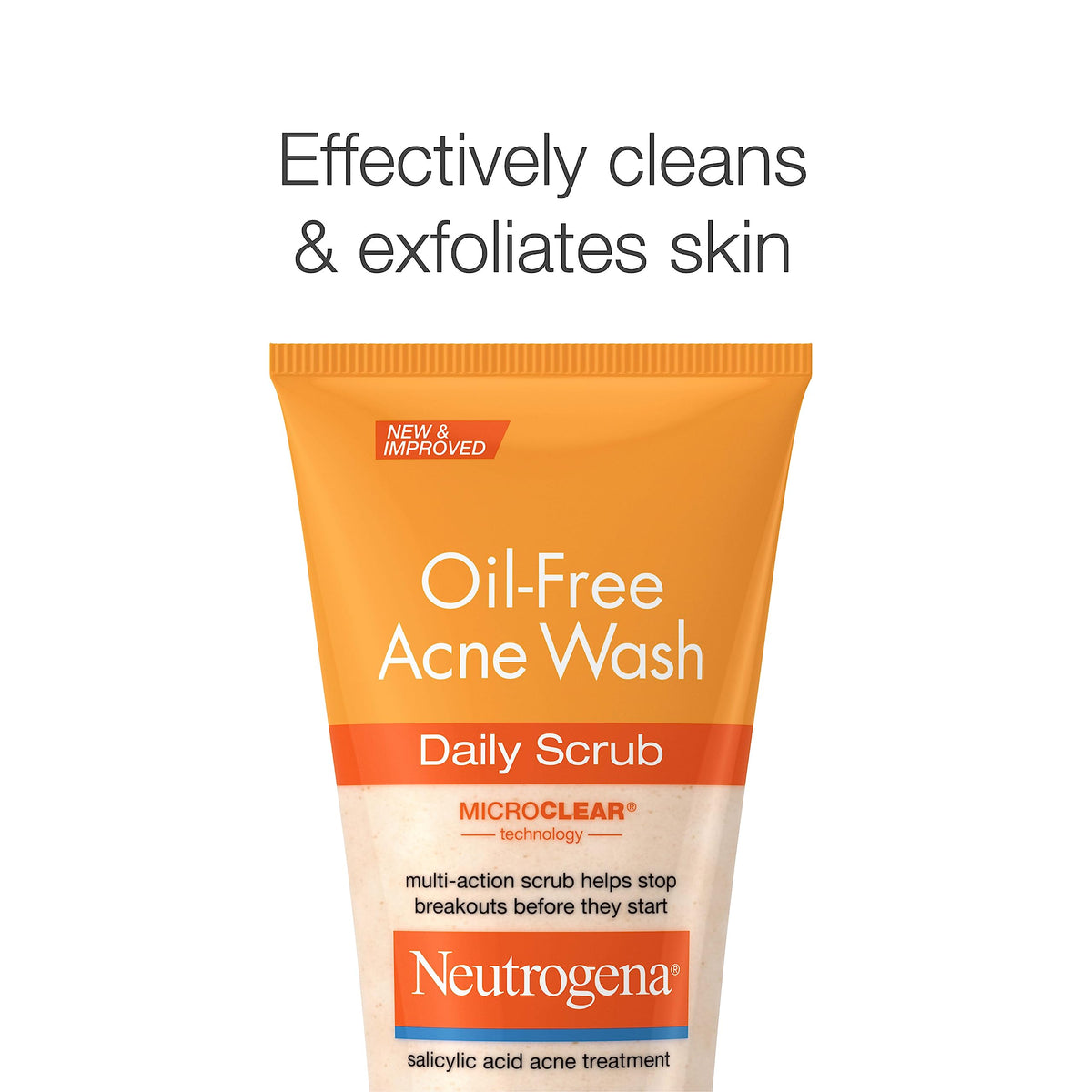Neutrogena Oil-Free Acne Face Scrub 4.2 oz with application on skin