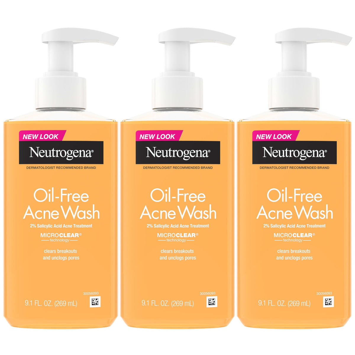 Neutrogena Oil Free Acne Face Wash 3 Pack front view