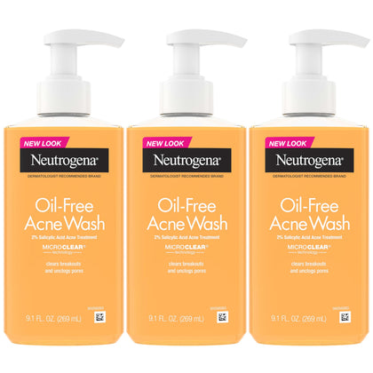Neutrogena Oil Free Acne Face Wash 3 Pack front view