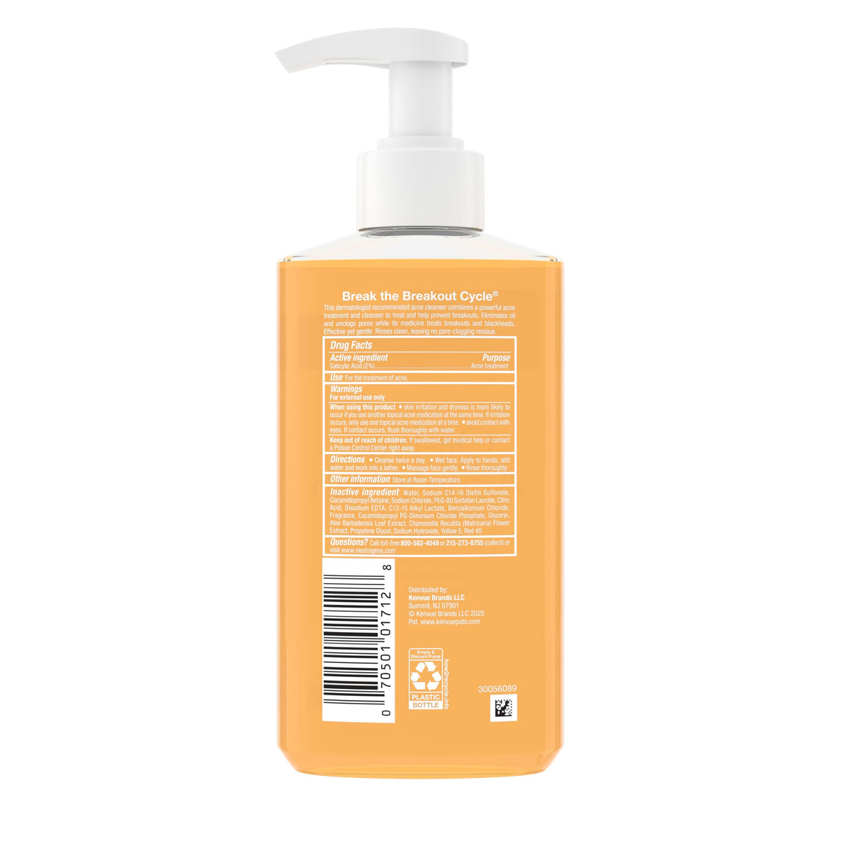 Neutrogena Oil-Free Acne Face Wash 9.1 fl. oz on a bathroom counter