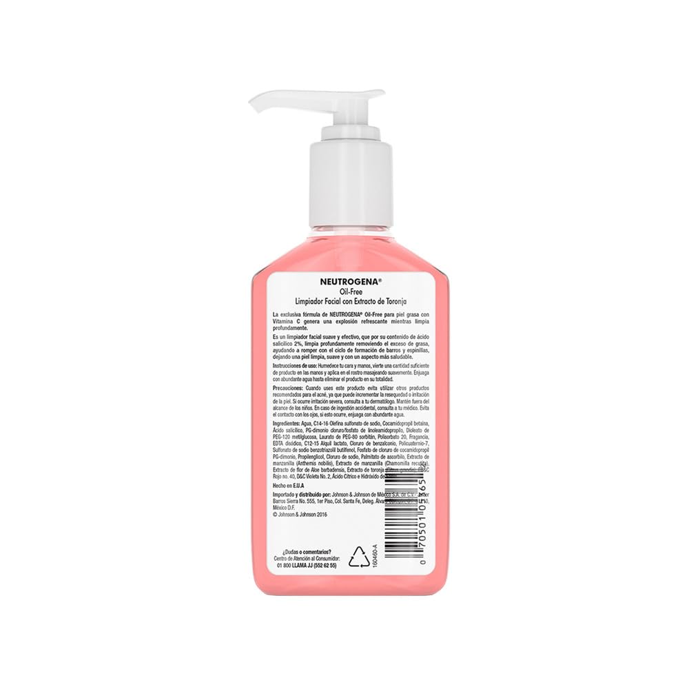 Neutrogena Oil-Free Acne Wash Pink Grapefruit with ingredients list