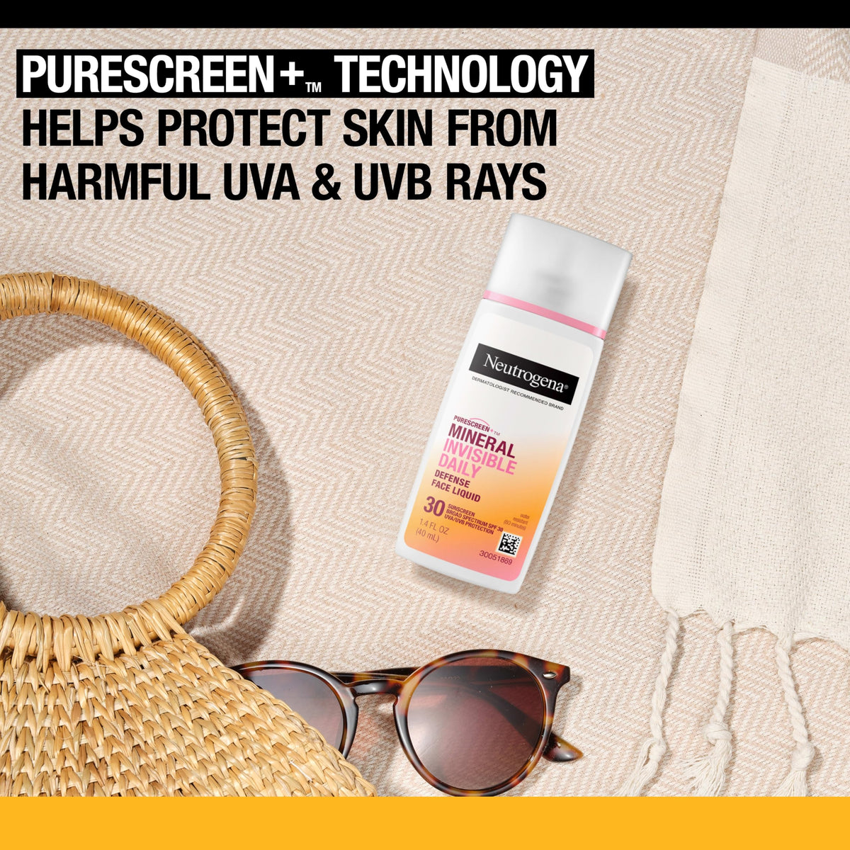 Neutrogena Purescreen+ Mineral Sunscreen Face SPF 30 with cap