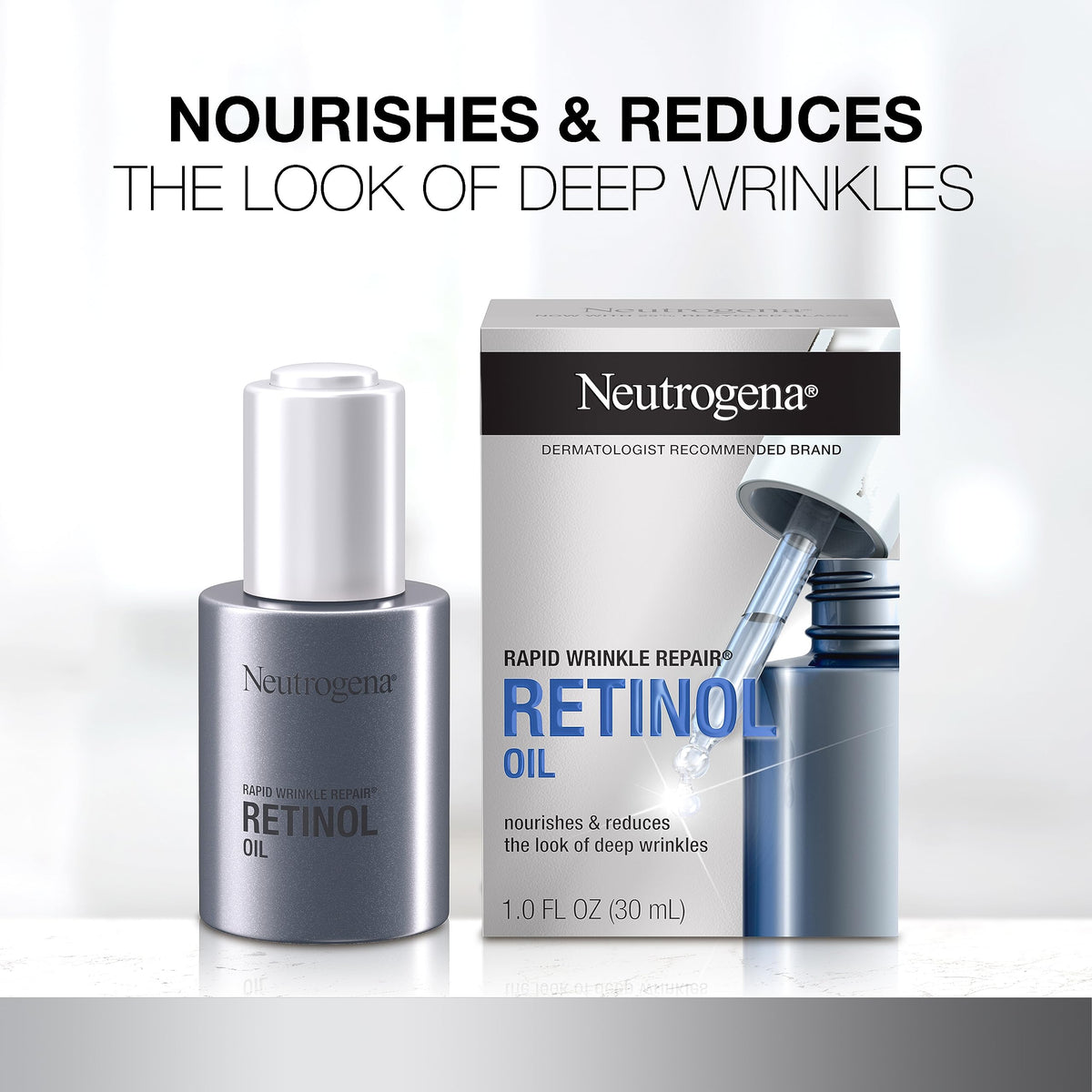Neutrogena Rapid Wrinkle Repair Retinol Face Oil application on hand