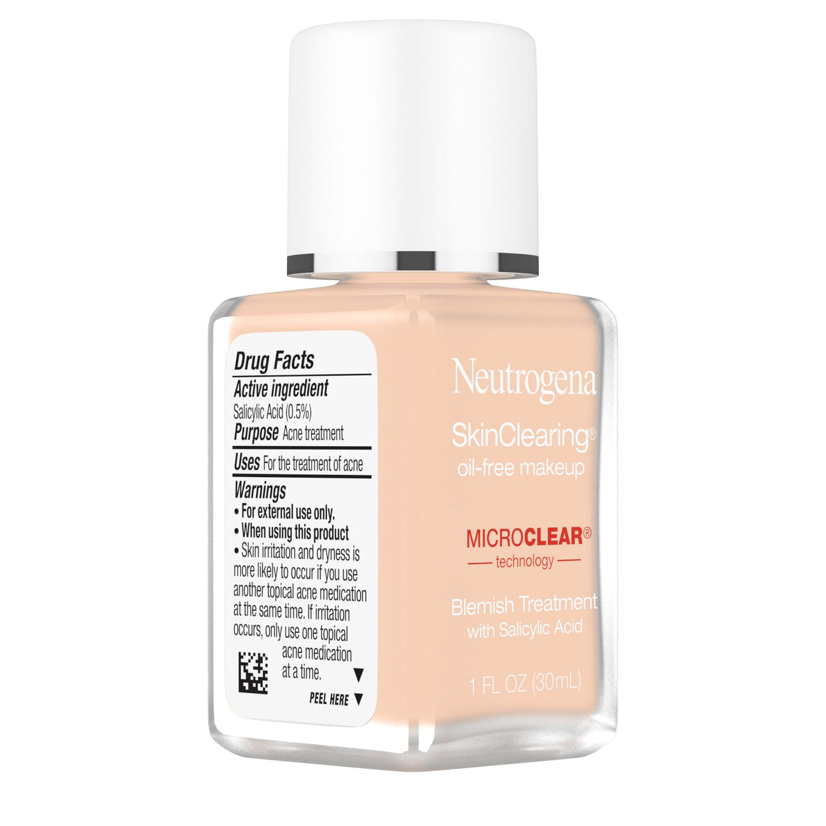 Neutrogena SkinClearing Liquid Foundation 40 Nude with makeup tools