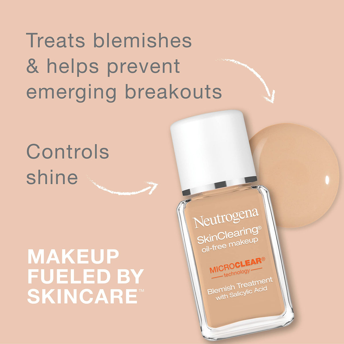 Neutrogena SkinClearing Liquid Foundation 80 Medium Beige back view