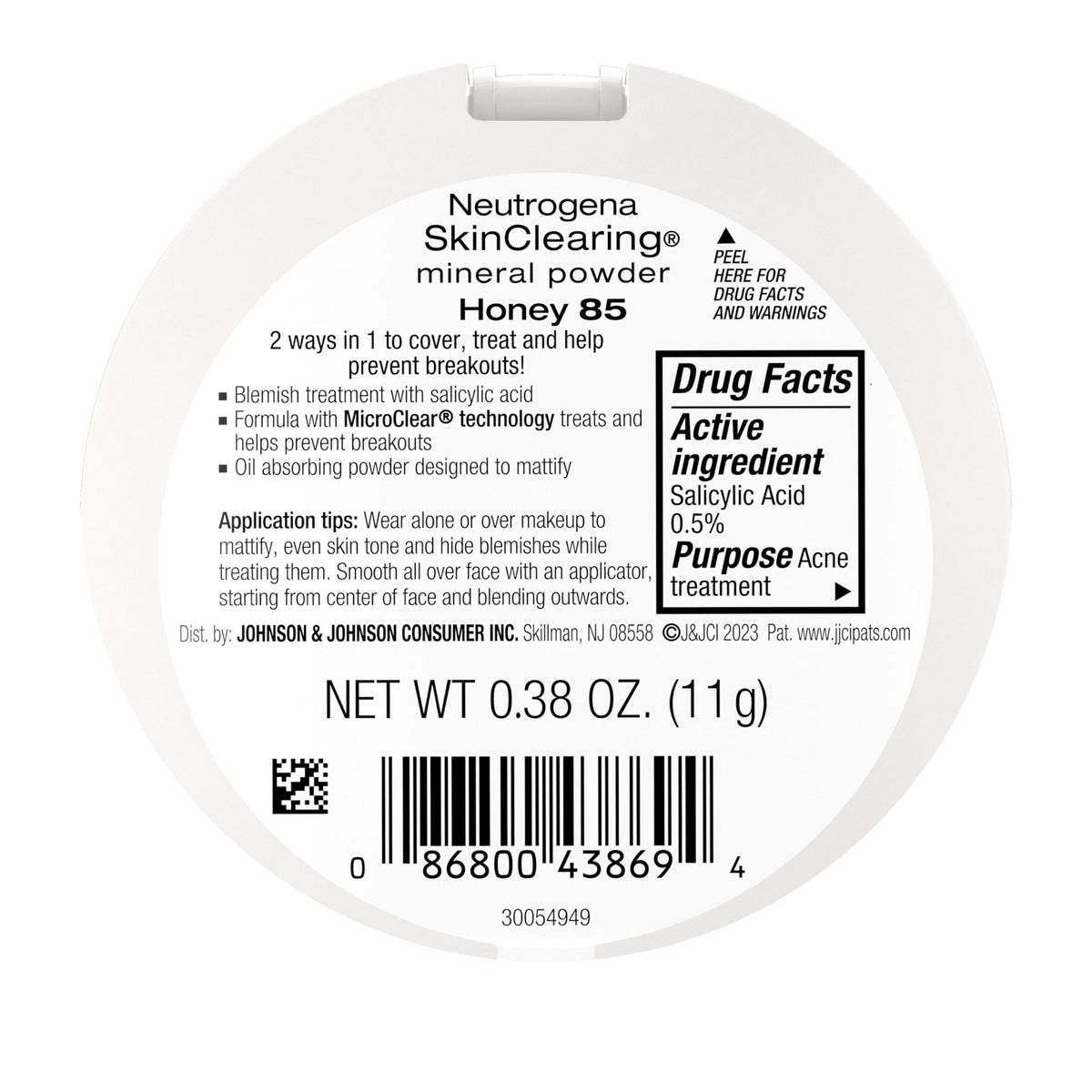 Neutrogena SkinClearing Powder compact dimensions comparison