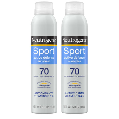 Neutrogena Sport Active Defense Sunscreen Spray SPF 70 twin pack front view