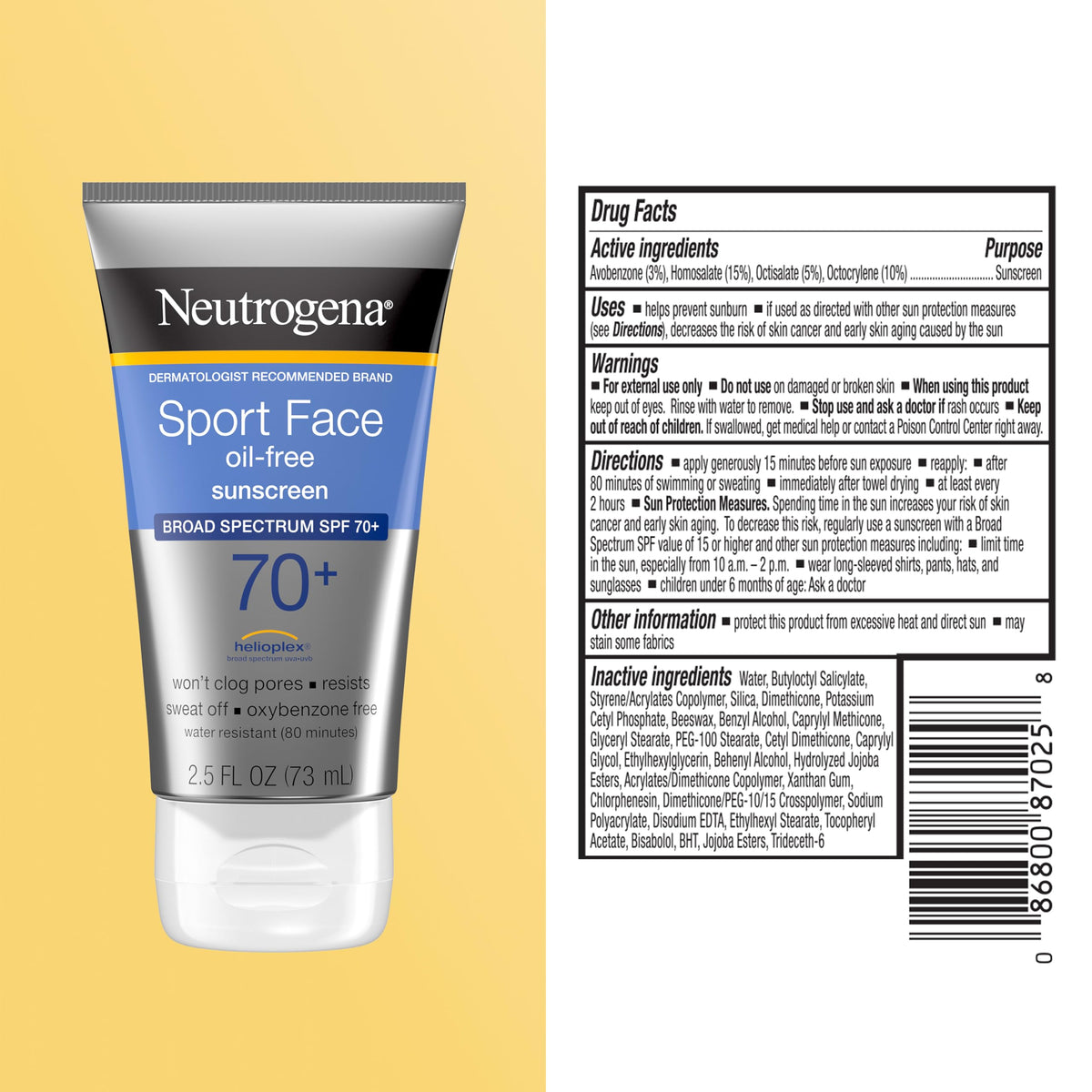 Neutrogena Sport Face Sunscreen Lotion SPF 70+ in hand