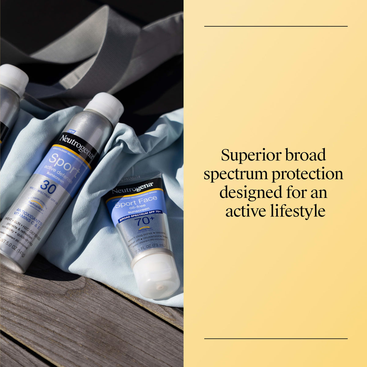 Neutrogena Sport Face Sunscreen Lotion SPF 70+ with outdoor background