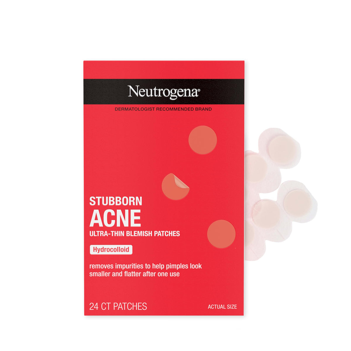 Neutrogena Stubborn Acne Patches front view with packaging