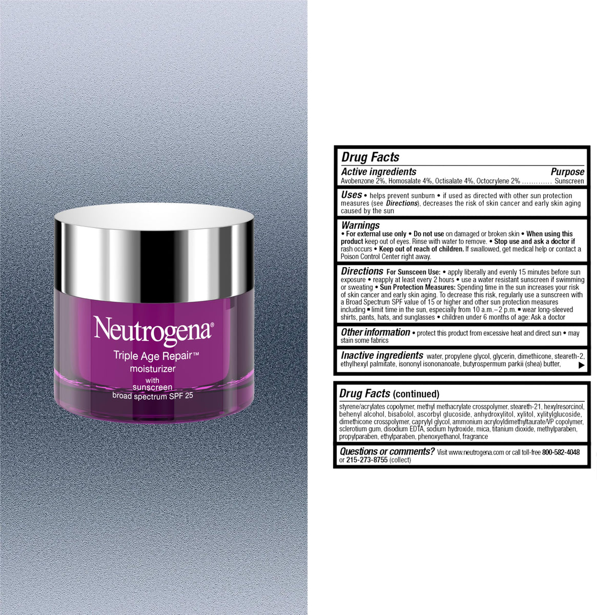 Neutrogena Triple Age Repair Face Moisturizer application on skin