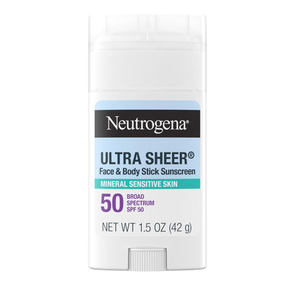 Neutrogena Ultra Sheer Mineral Sunscreen Stick SPF 50 front view