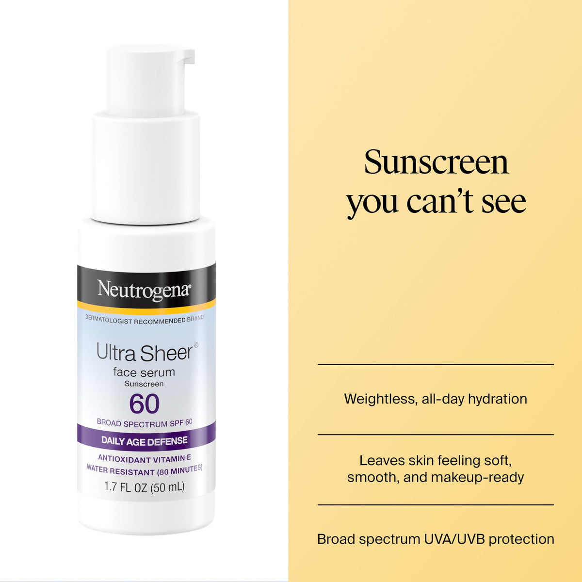 Neutrogena Ultra Sheer Sunscreen Serum SPF 60 packaging