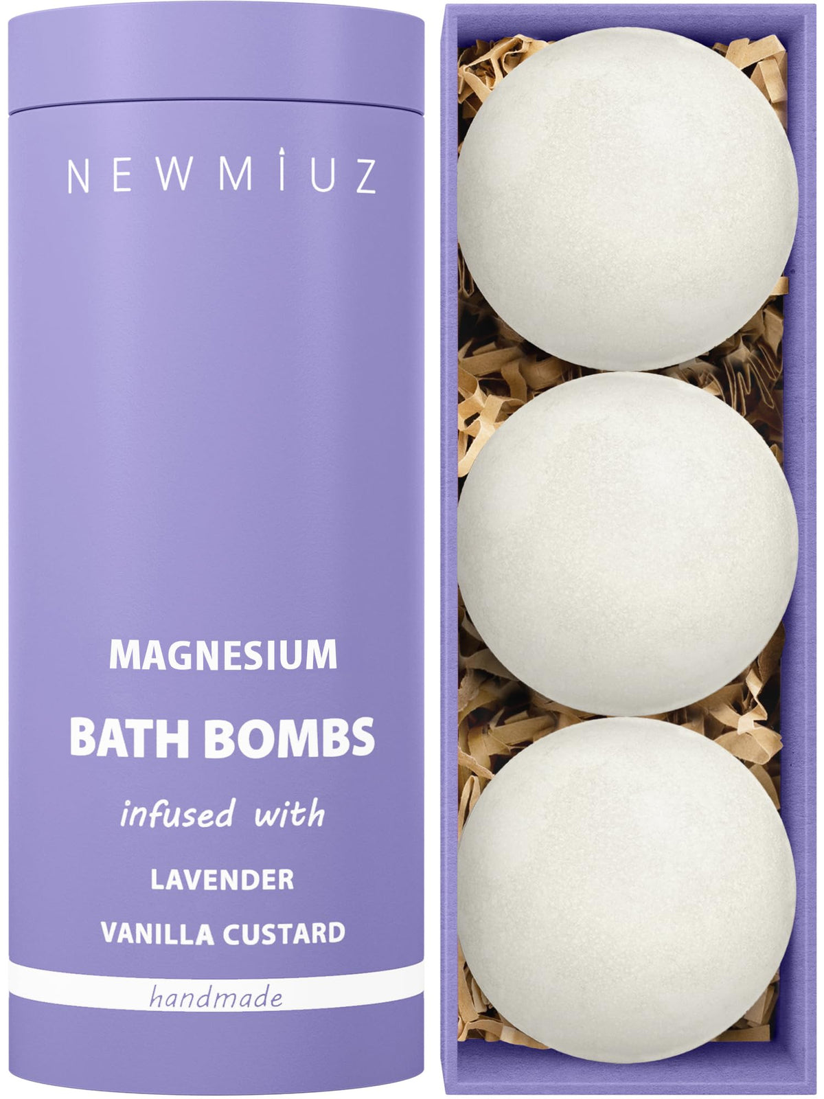 New Miuz bath bombs displayed on a bathroom shelf