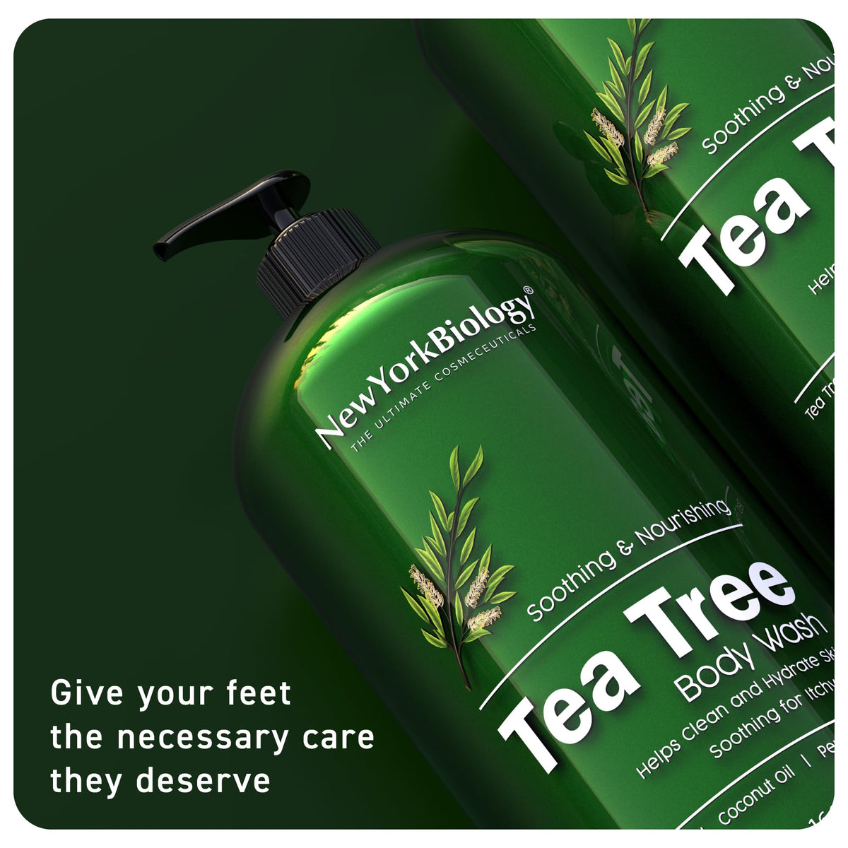 NEW YORK BIOLOGY Tea Tree Body Wash back view with ingredients