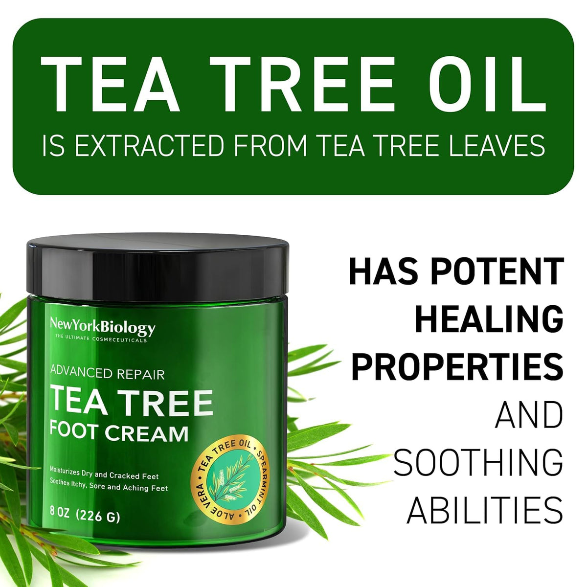NEW YORK BIOLOGY Tea Tree Oil Foot Cream 8 oz packaging