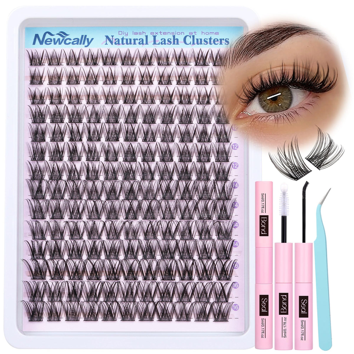 Newcally Lash Clusters Kit front view with packaging