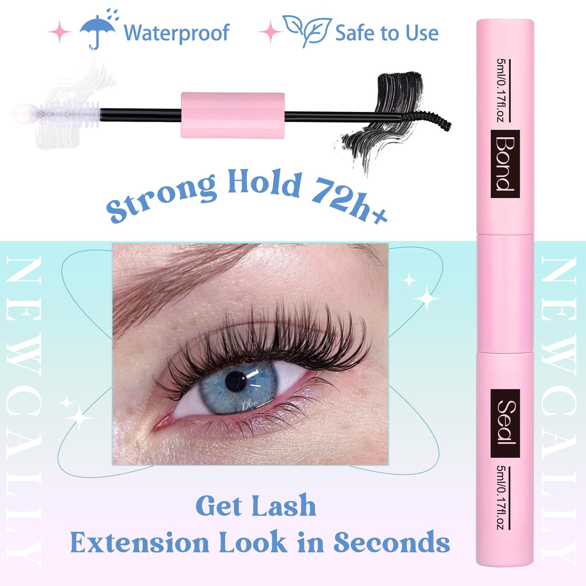 Newcally Lash Clusters Kit with a variety of lash lengths