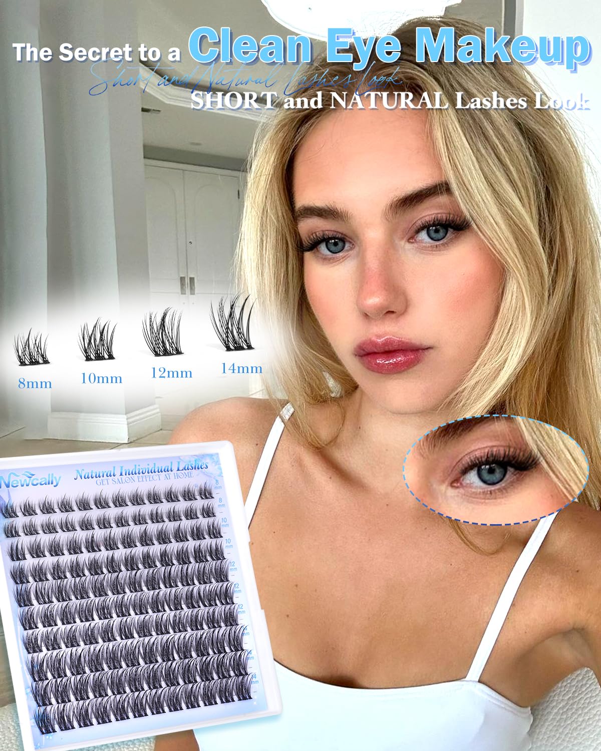 Newcally Short Natural Lash Clusters 8-14MM packaging