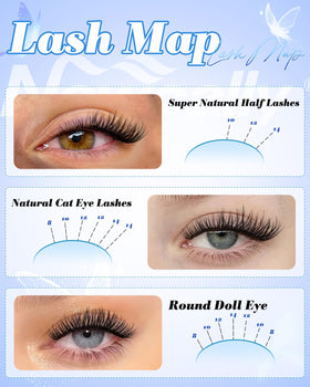 Newcally Short Natural Lash Clusters displayed on a makeup table