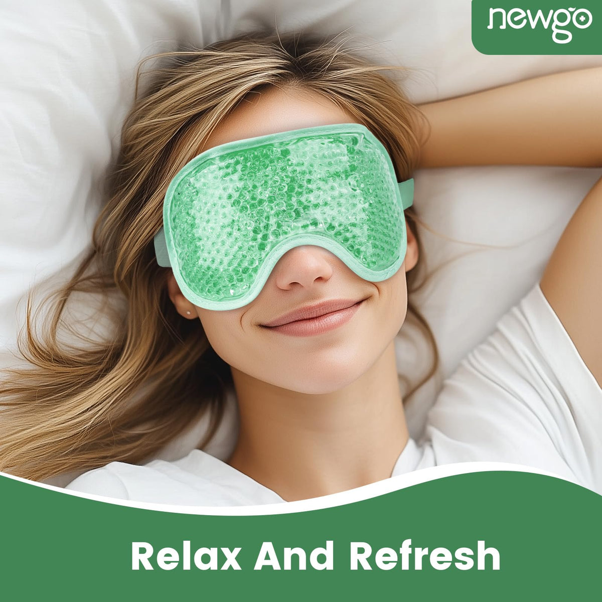NEWGO Cooling Eye Mask being used on a person relaxing