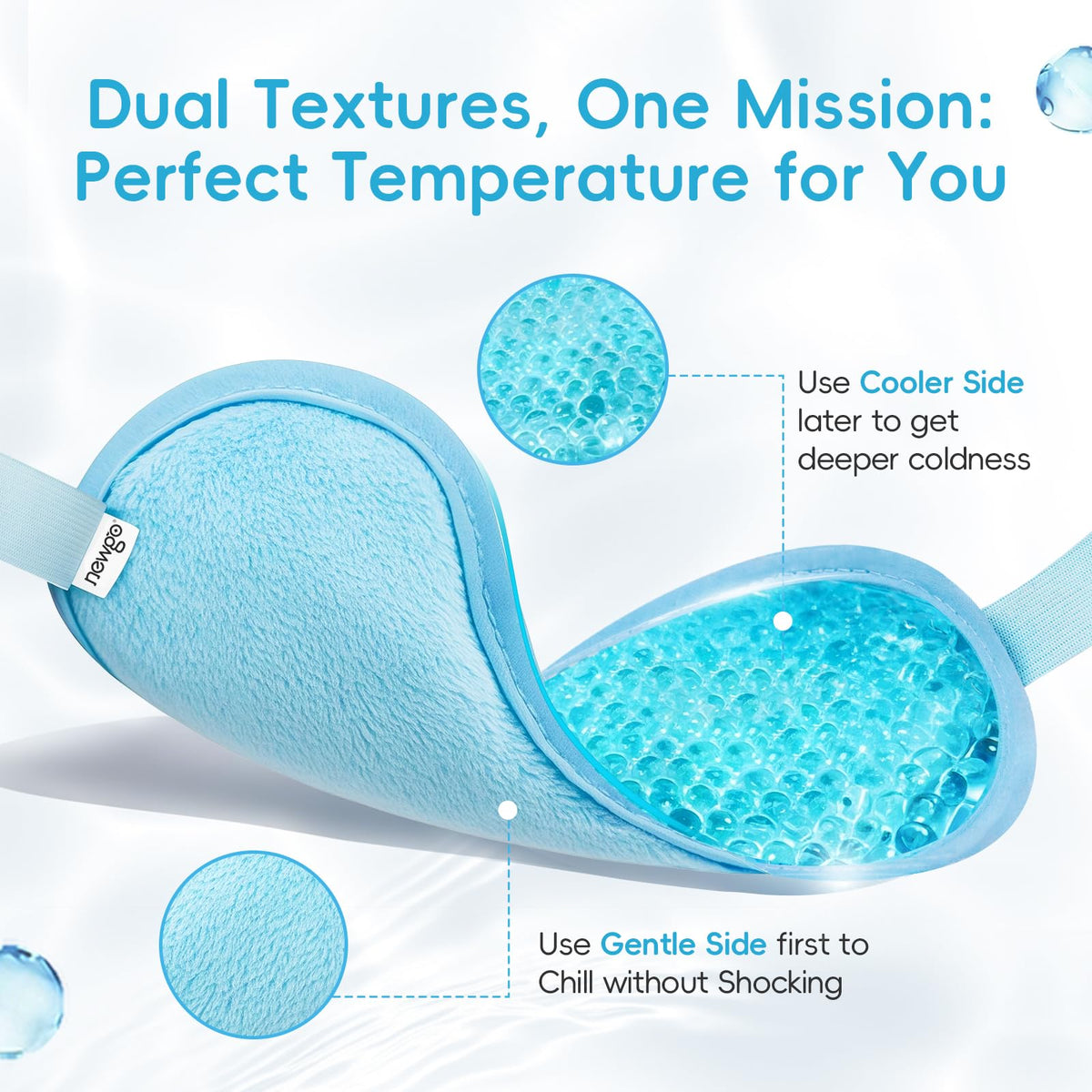 NEWGO Cooling Eye Mask blue with gel pack inside