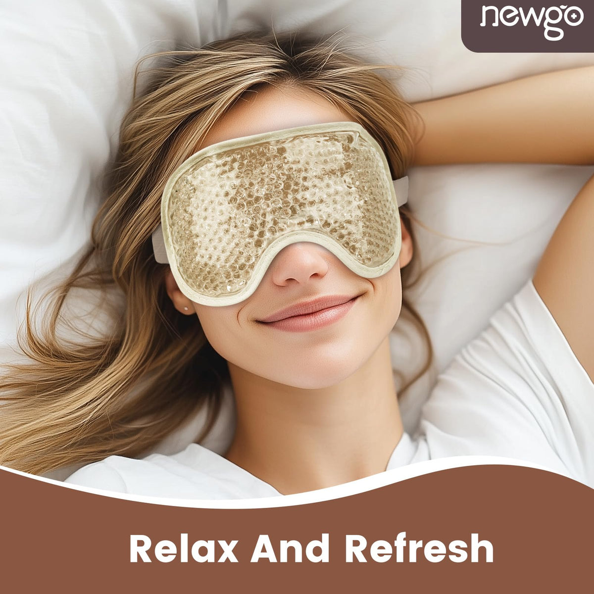 NEWGO Cooling Eye Mask with gel beads visible