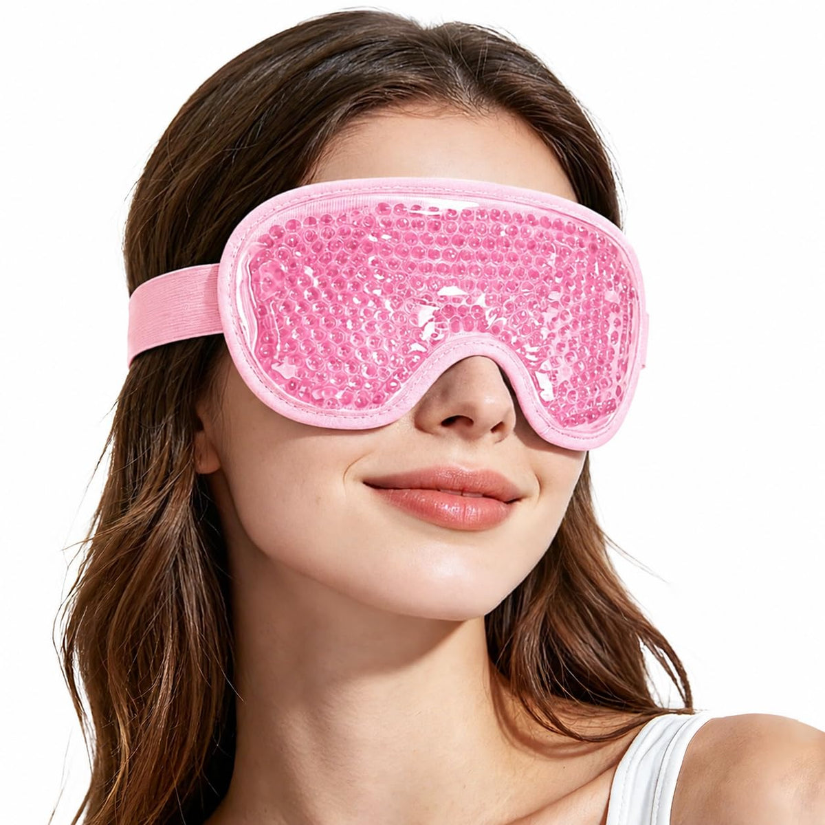 NEWGO Cooling Gel Eye Mask front view in pink