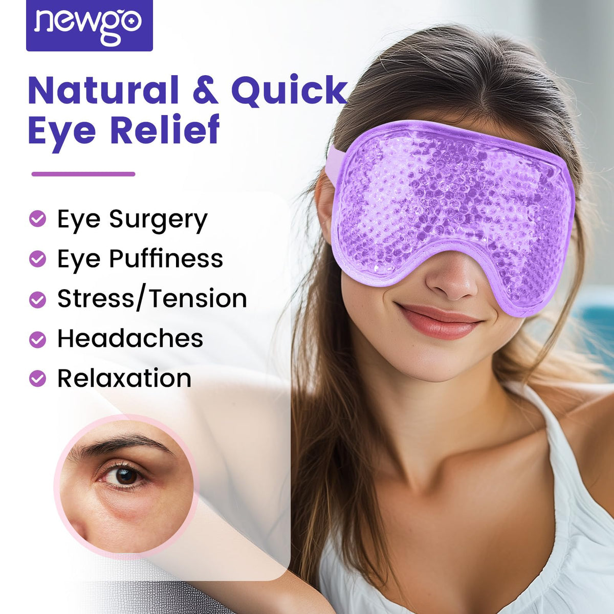 NEWGO Cooling Gel Eye Mask plush backing detail