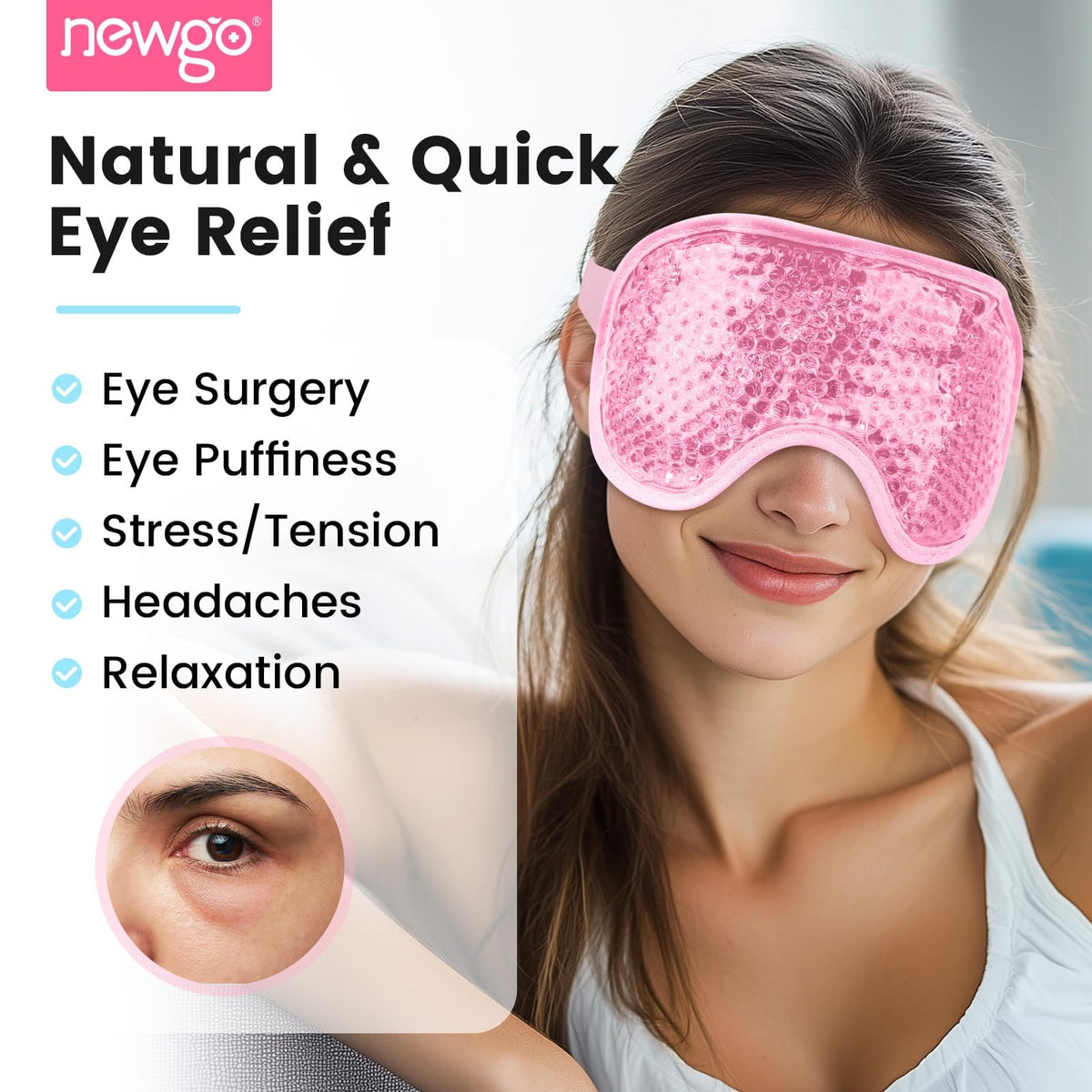 NEWGO Cooling Gel Eye Mask plush side close-up