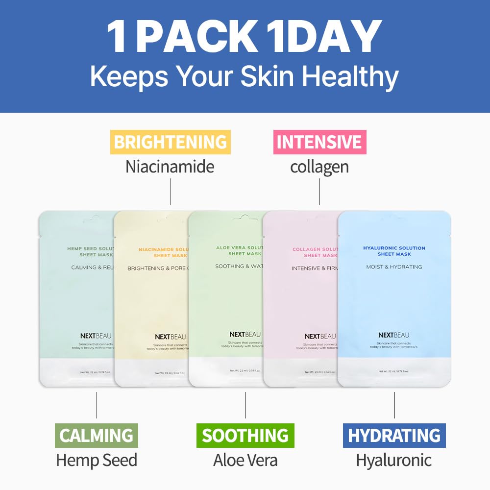 NEXTBEAU sheet masks in individual packaging