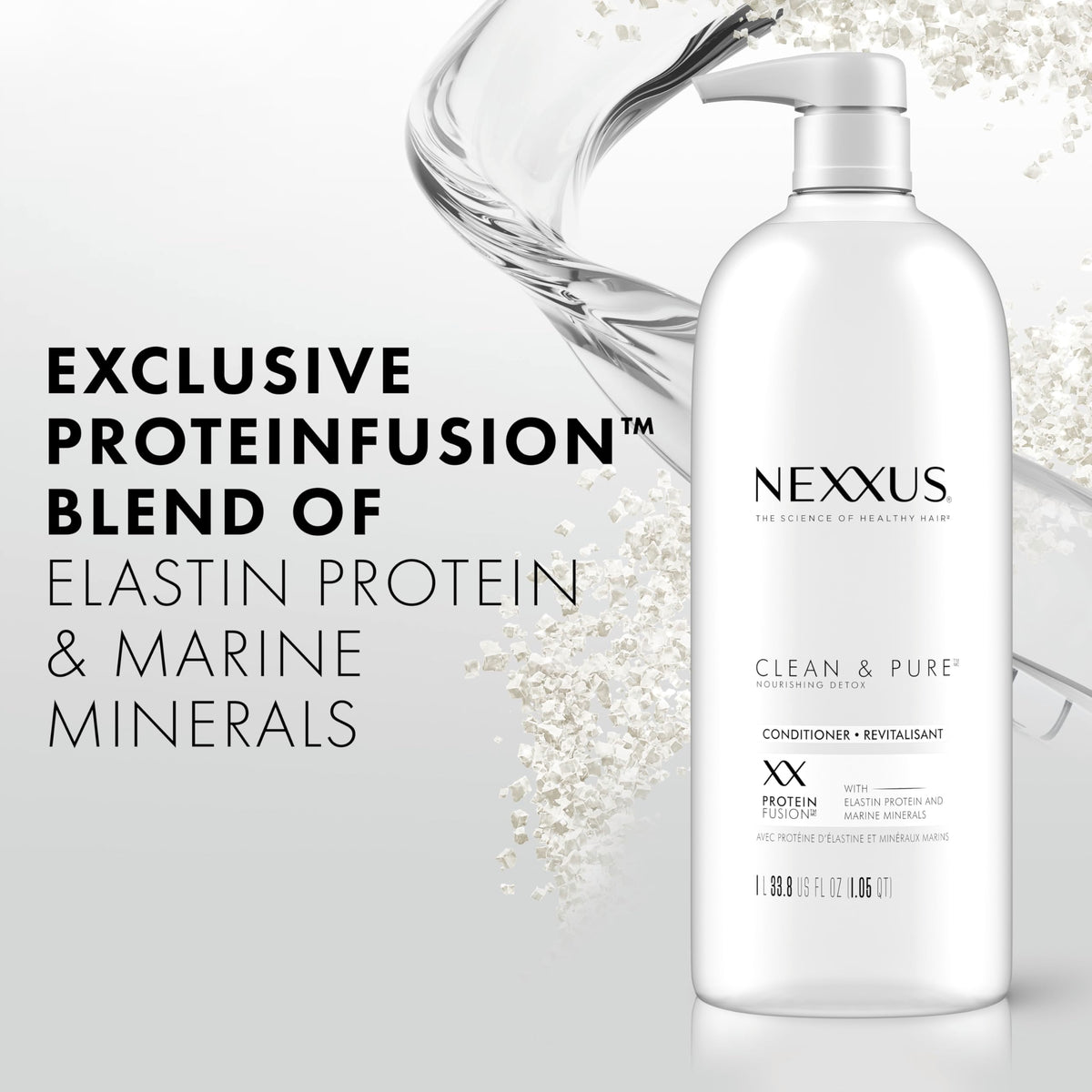 Nexxus Clean and Pure Conditioner bottle side view