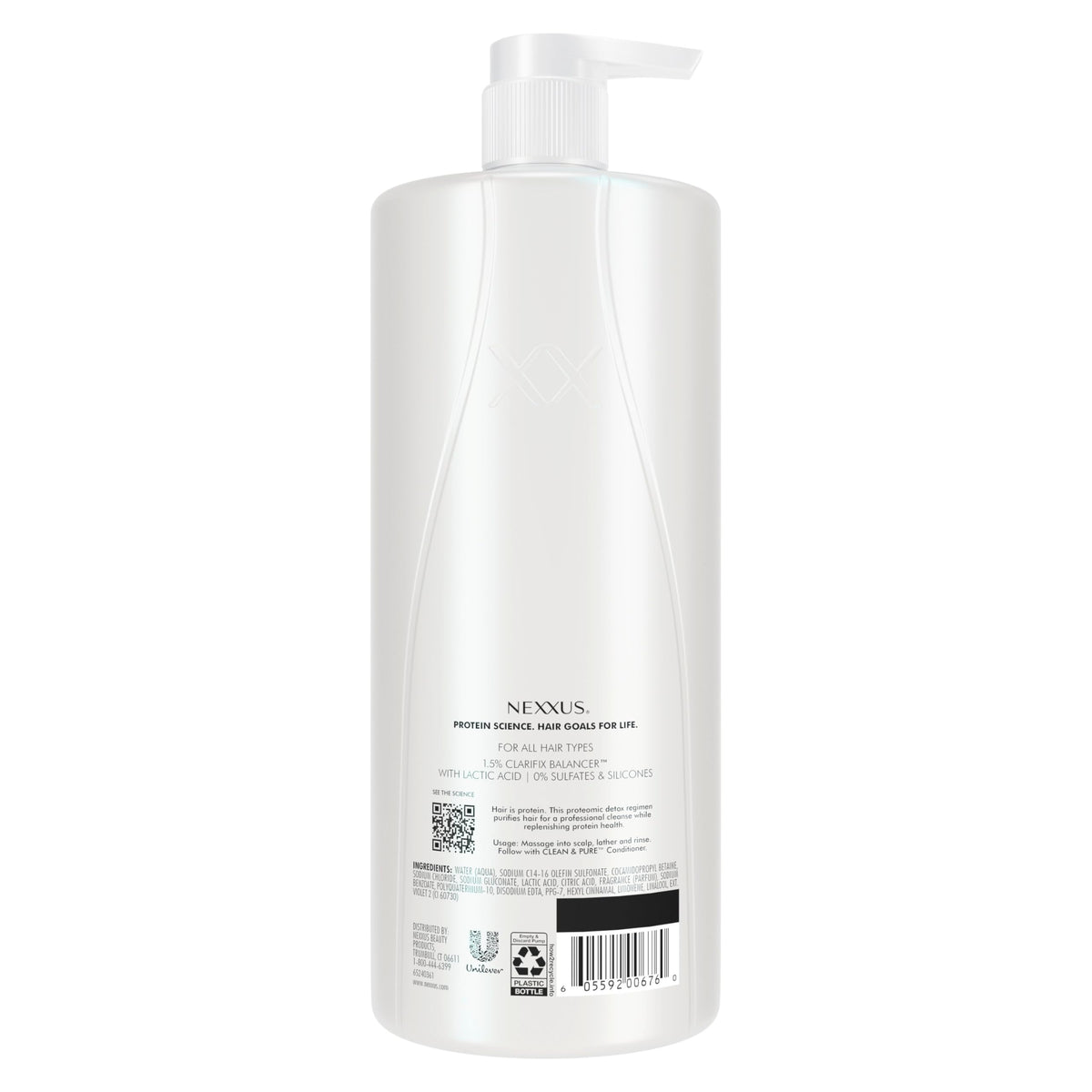 Nexxus Clean & Pure Shampoo 33.8 oz back view
