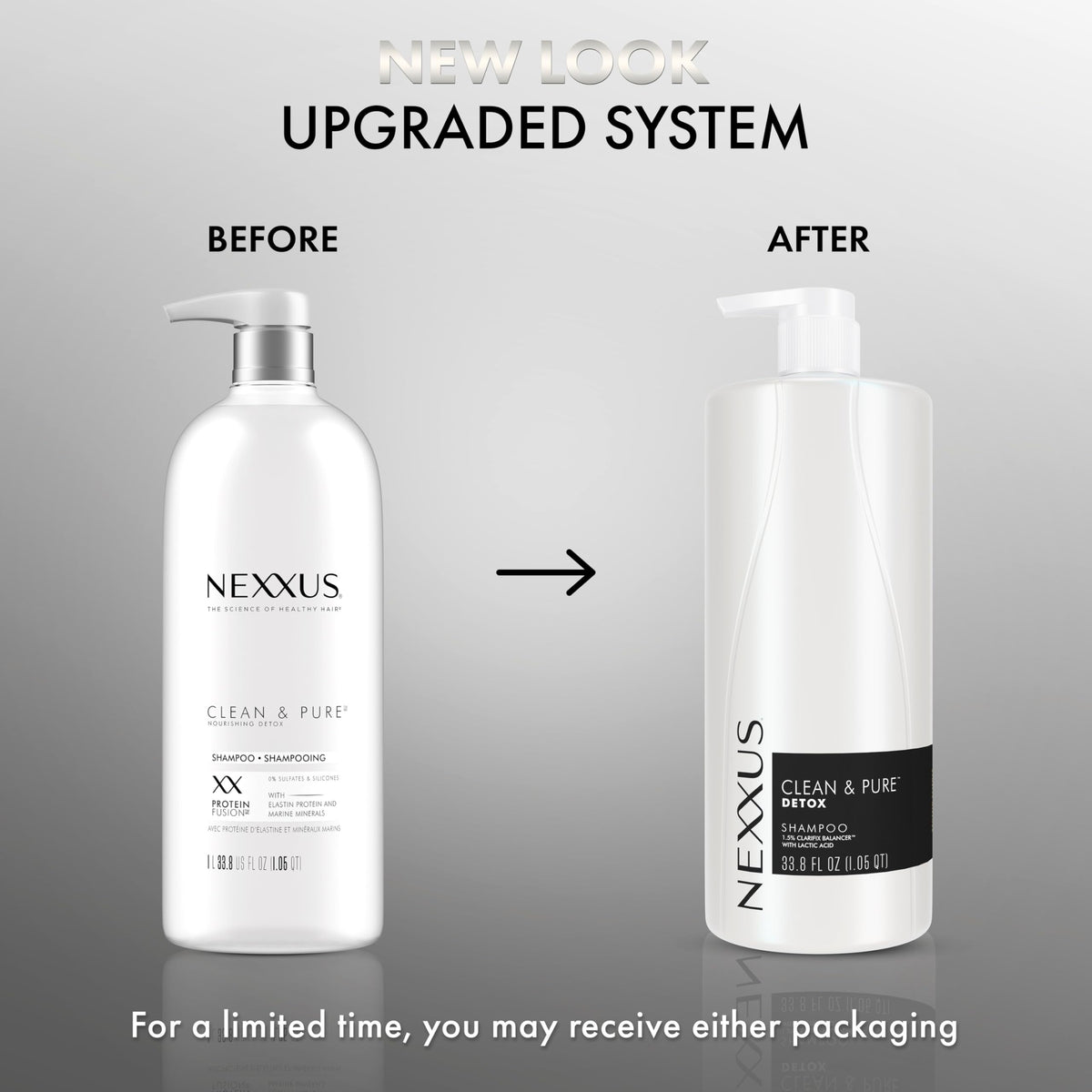 Nexxus Clean & Pure Shampoo 33.8 oz side view