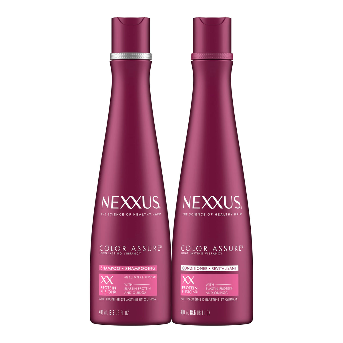 Nexxus Color Assure Shampoo and Conditioner front view 13.5oz